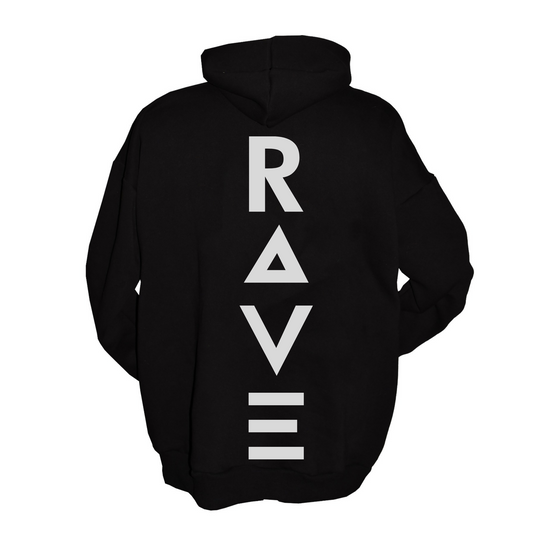 Rave Oversize Reflektörlü Siyah Hoodie Sweatshirt