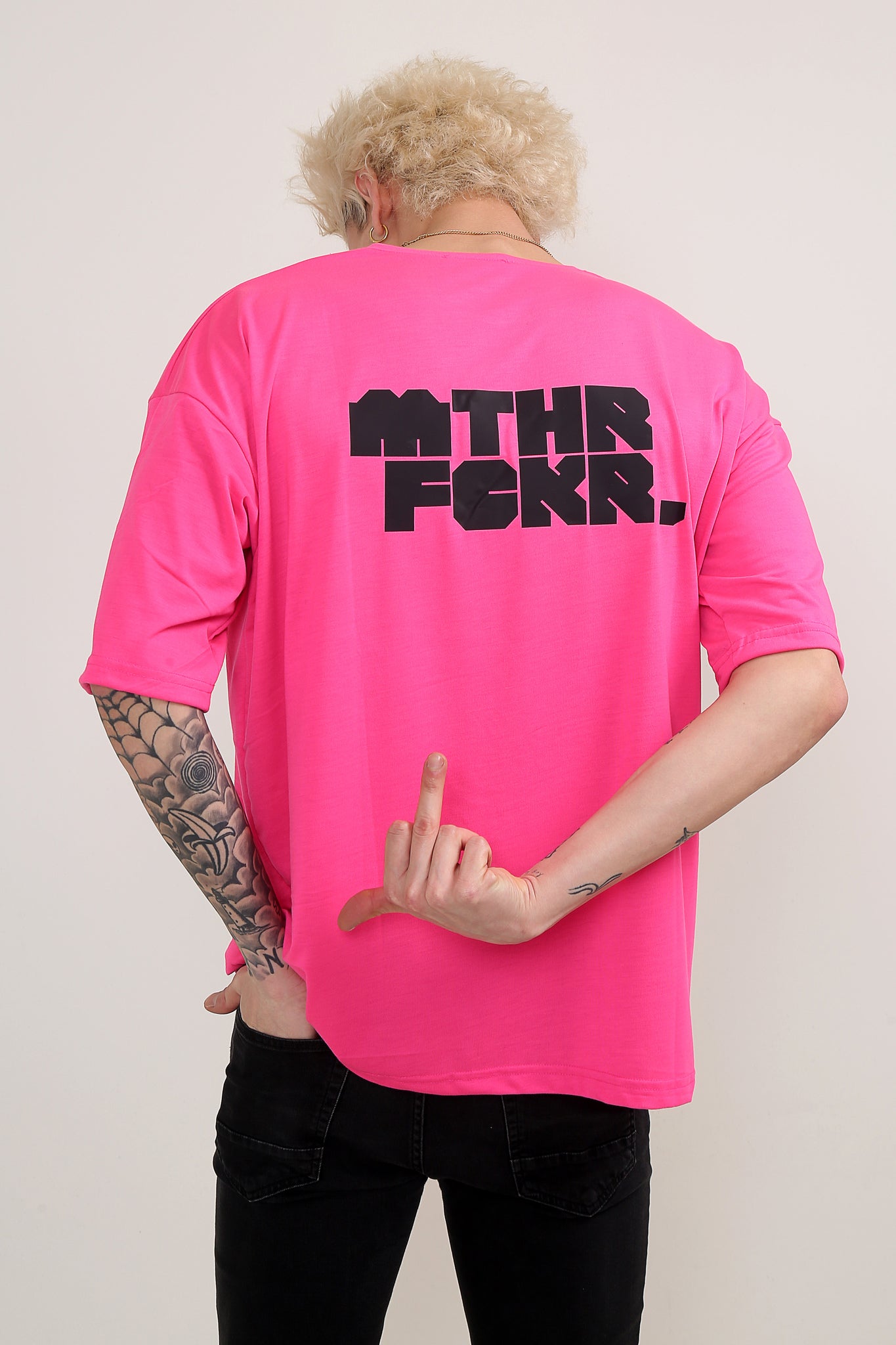 MTHRFCKR Oversize Neon Pembe T-Shirt
