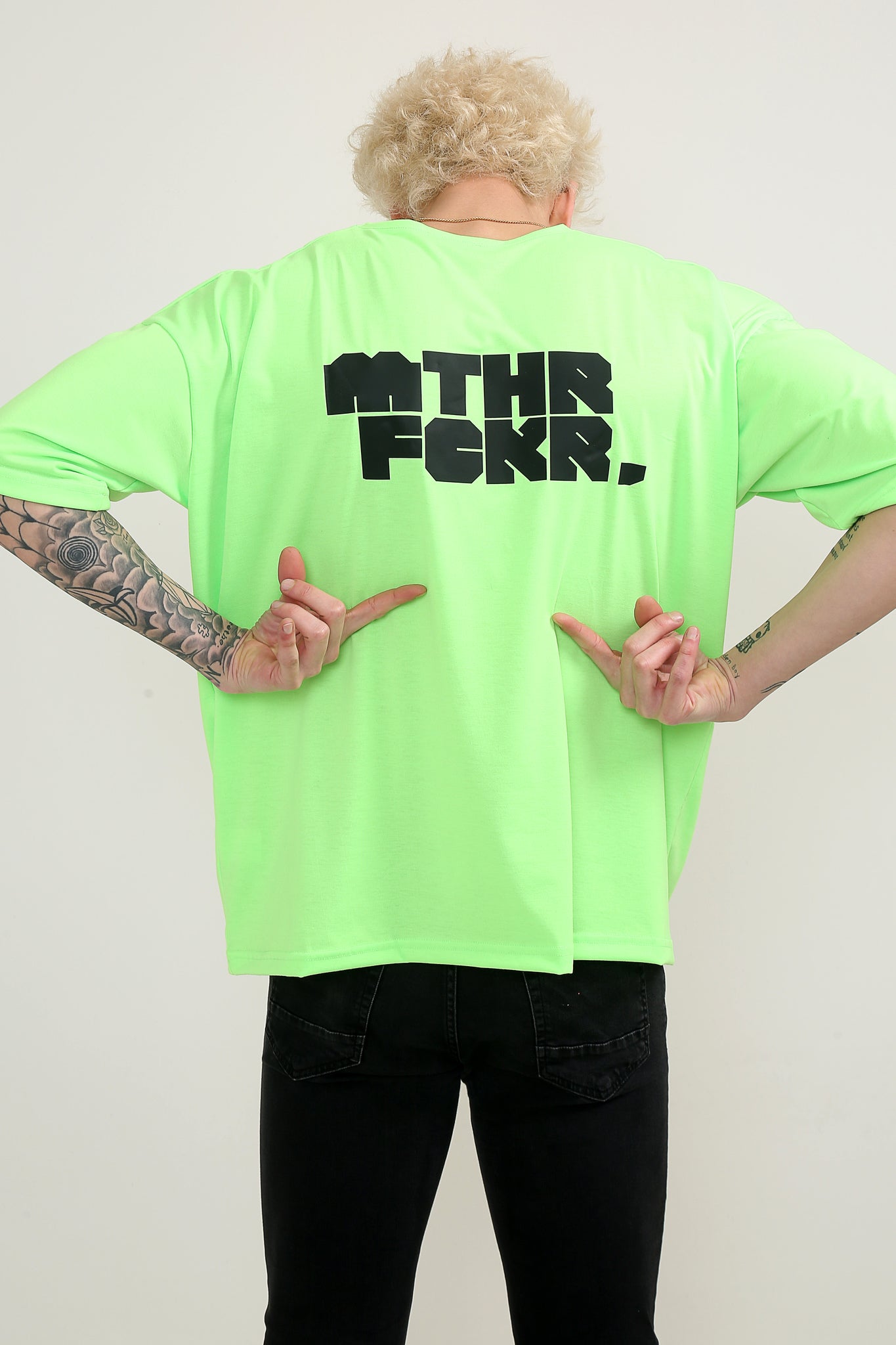 MTHRFCKR Oversize Neon Yeşil T-shirt