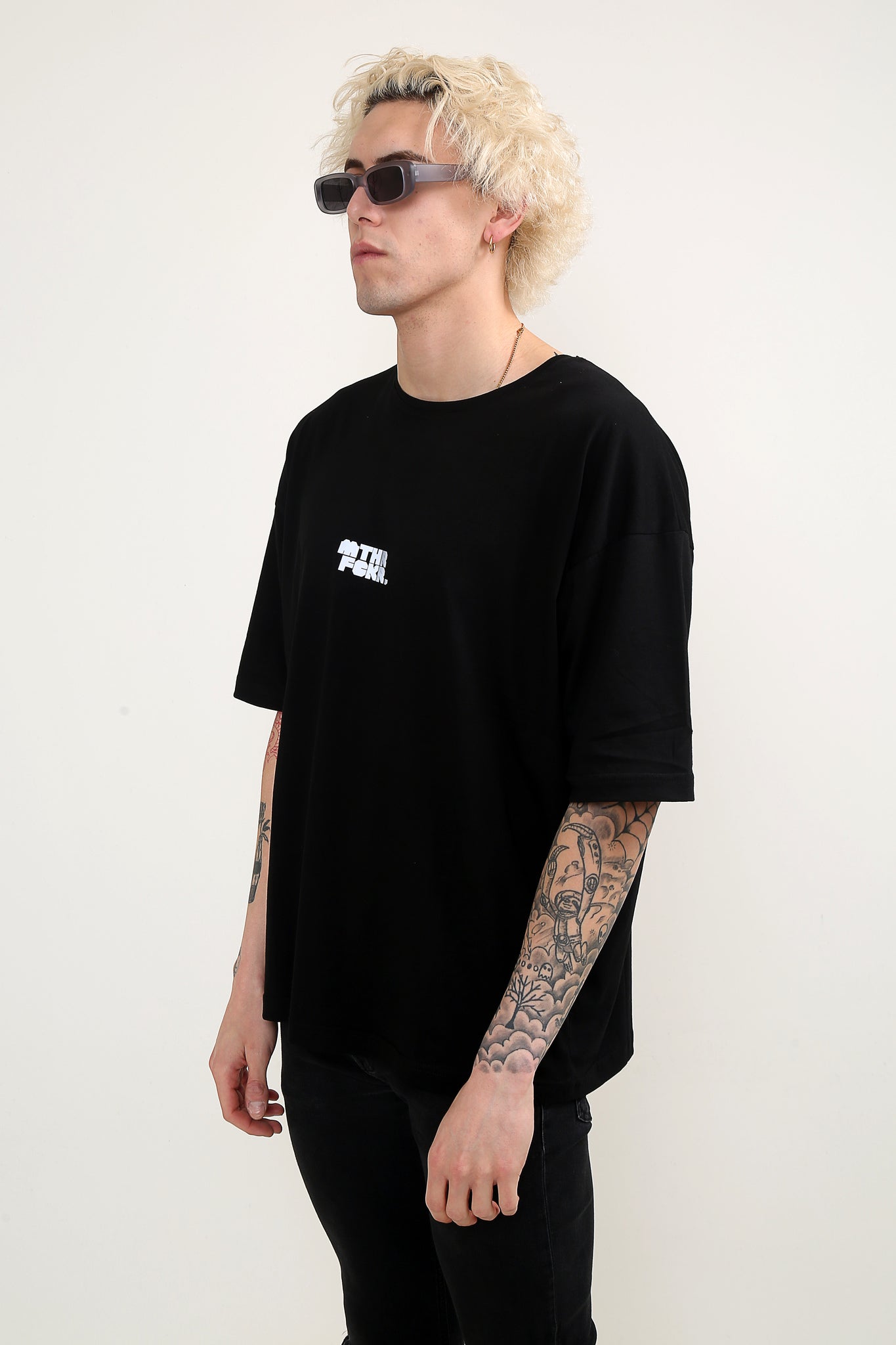 MTHRFCKR Oversize Reflektörlü Siyah T-Shirt