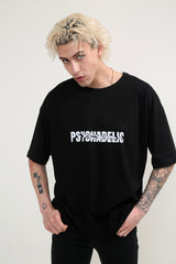 Psychadelic Oversize Reflektörlü Siyah T-shirt