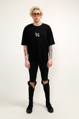 Rave Oversize Siyah Reflektörlü T-shirt